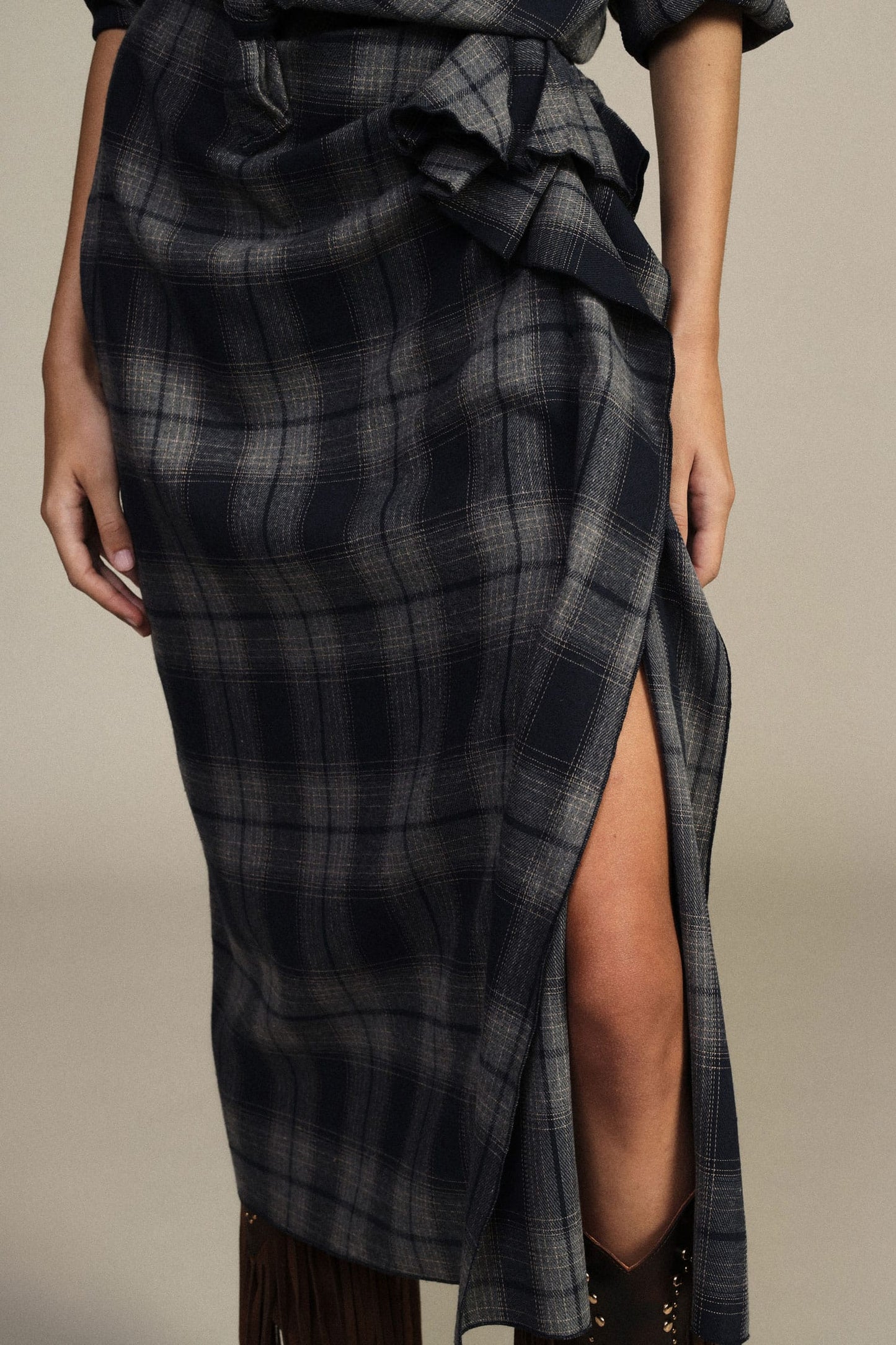 Dixie Skirts Rebel Check Knot-Waist Wrap Skirt