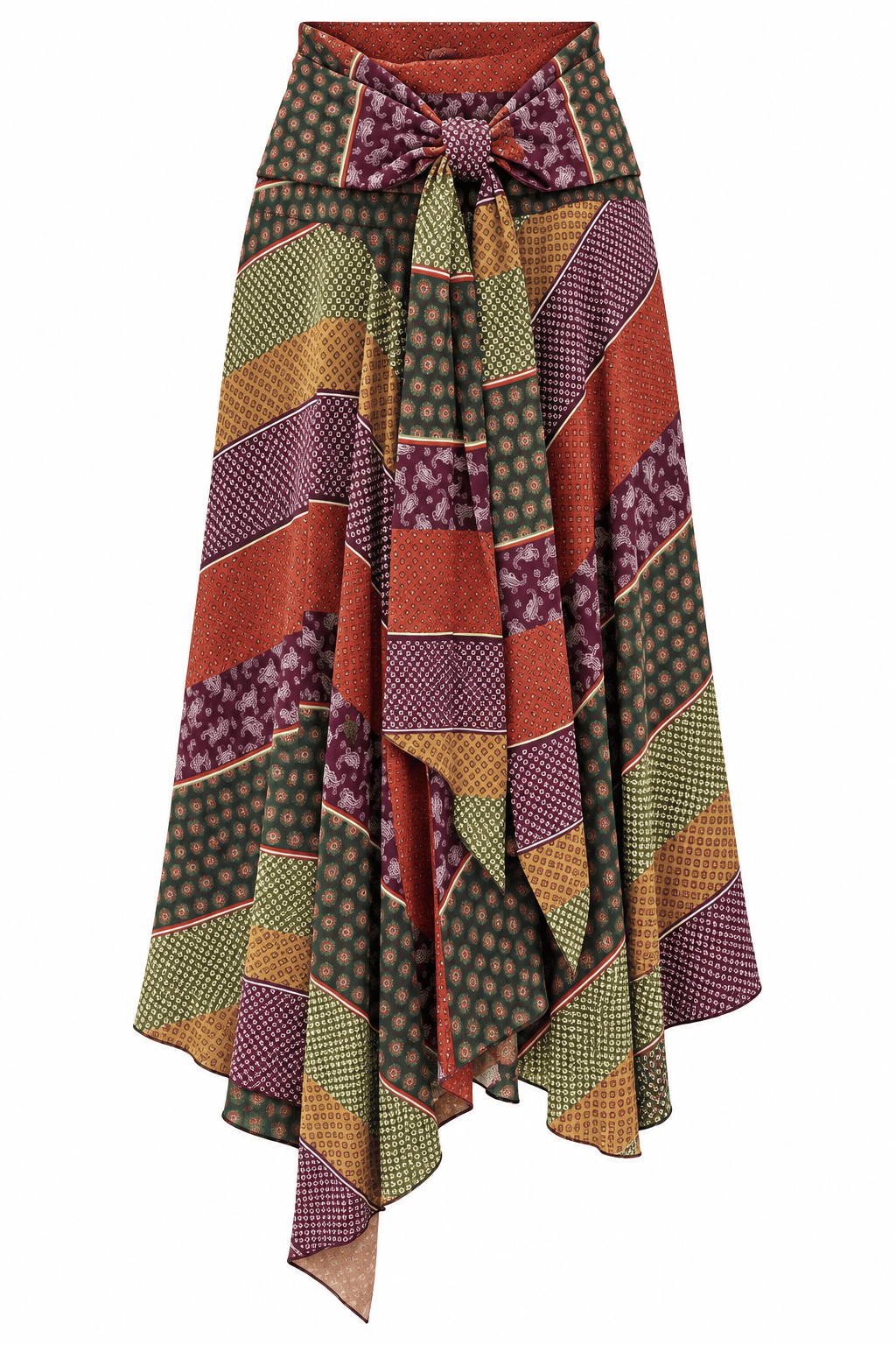 Dixie Skirts SIZE SMALL Autumn Patchwork Tie-Waist Skirt