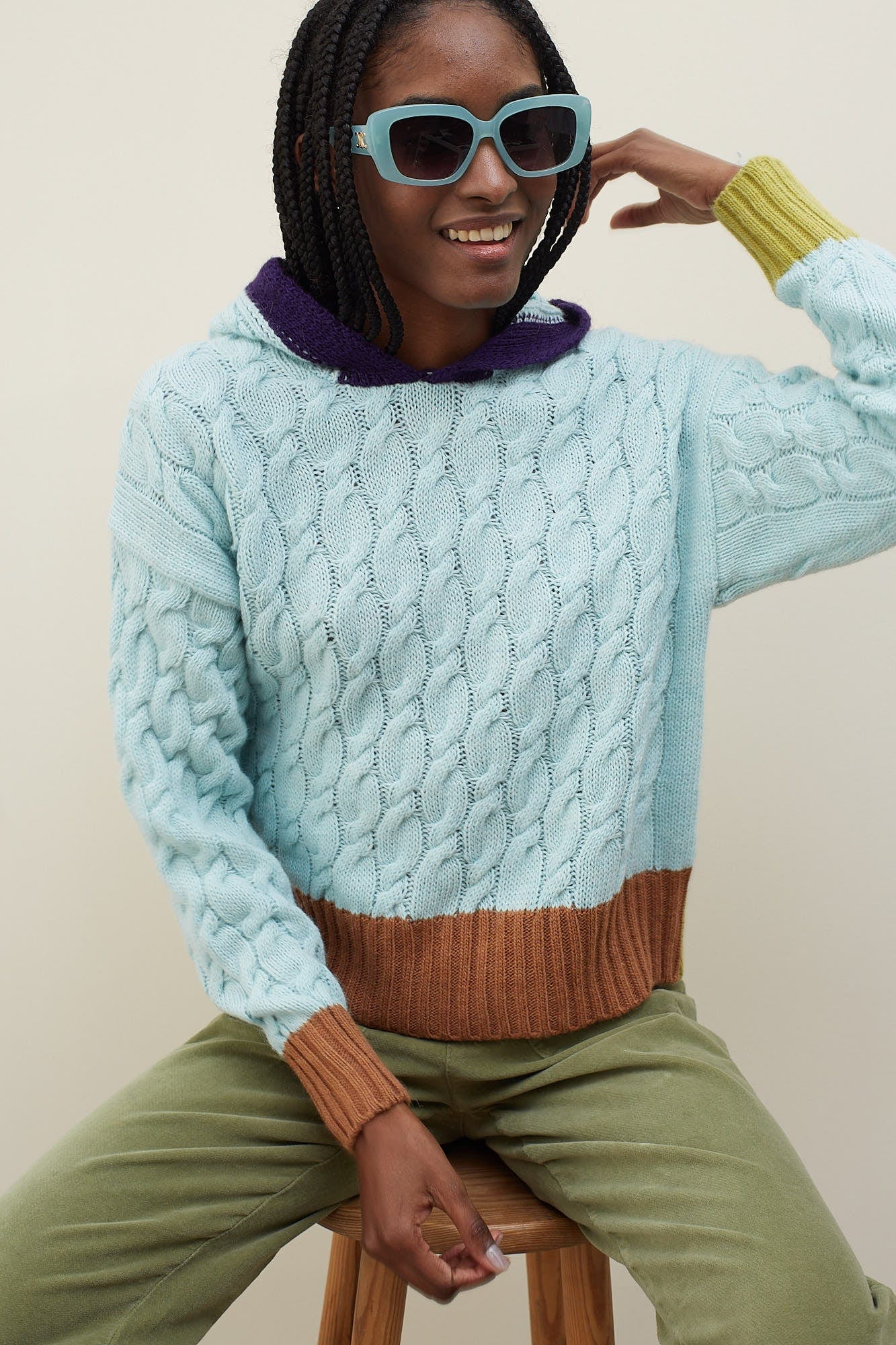 Dr Bloom Knitwear Coreo Hoody in Sky