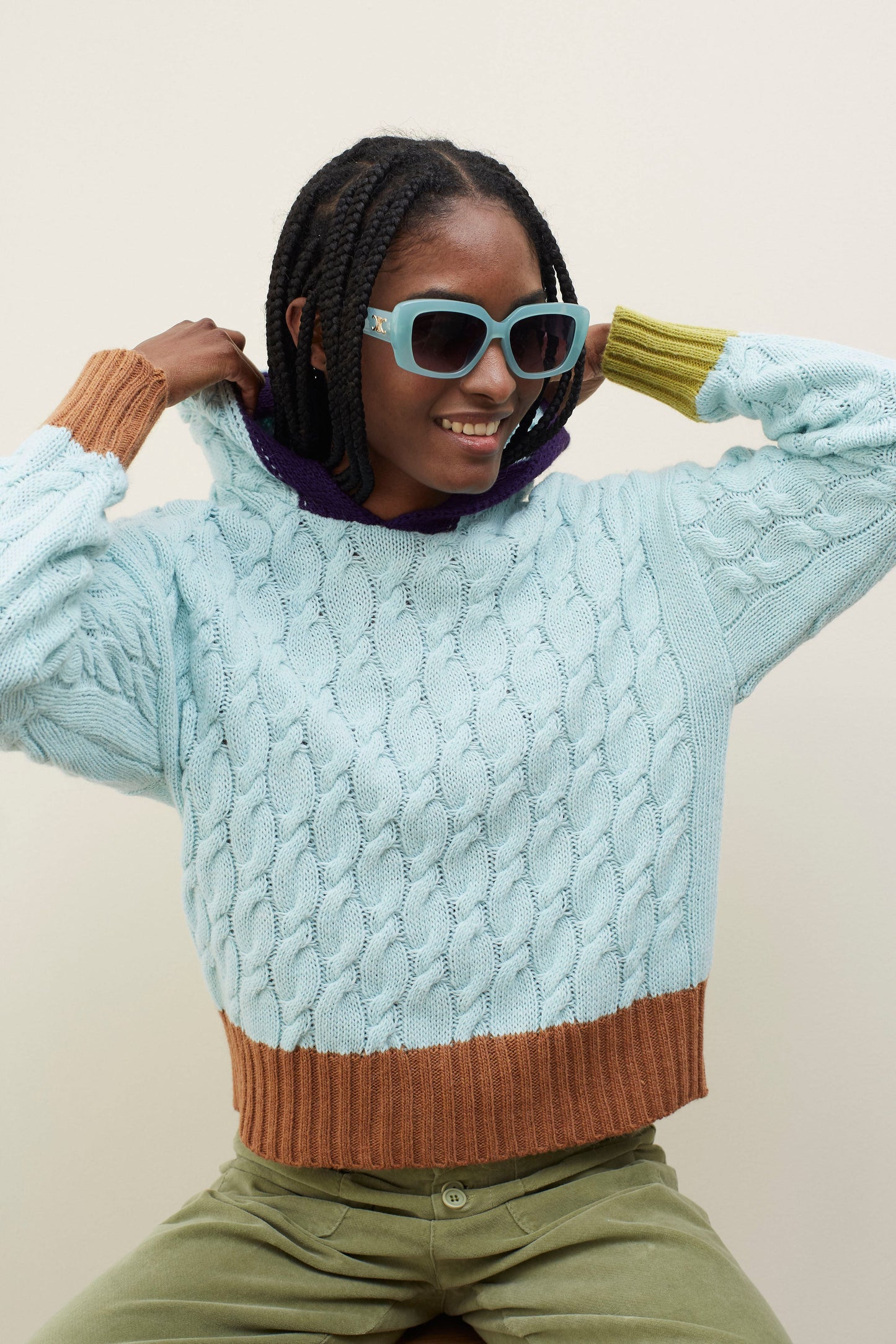 Dr Bloom Knitwear Coreo Hoody in Sky