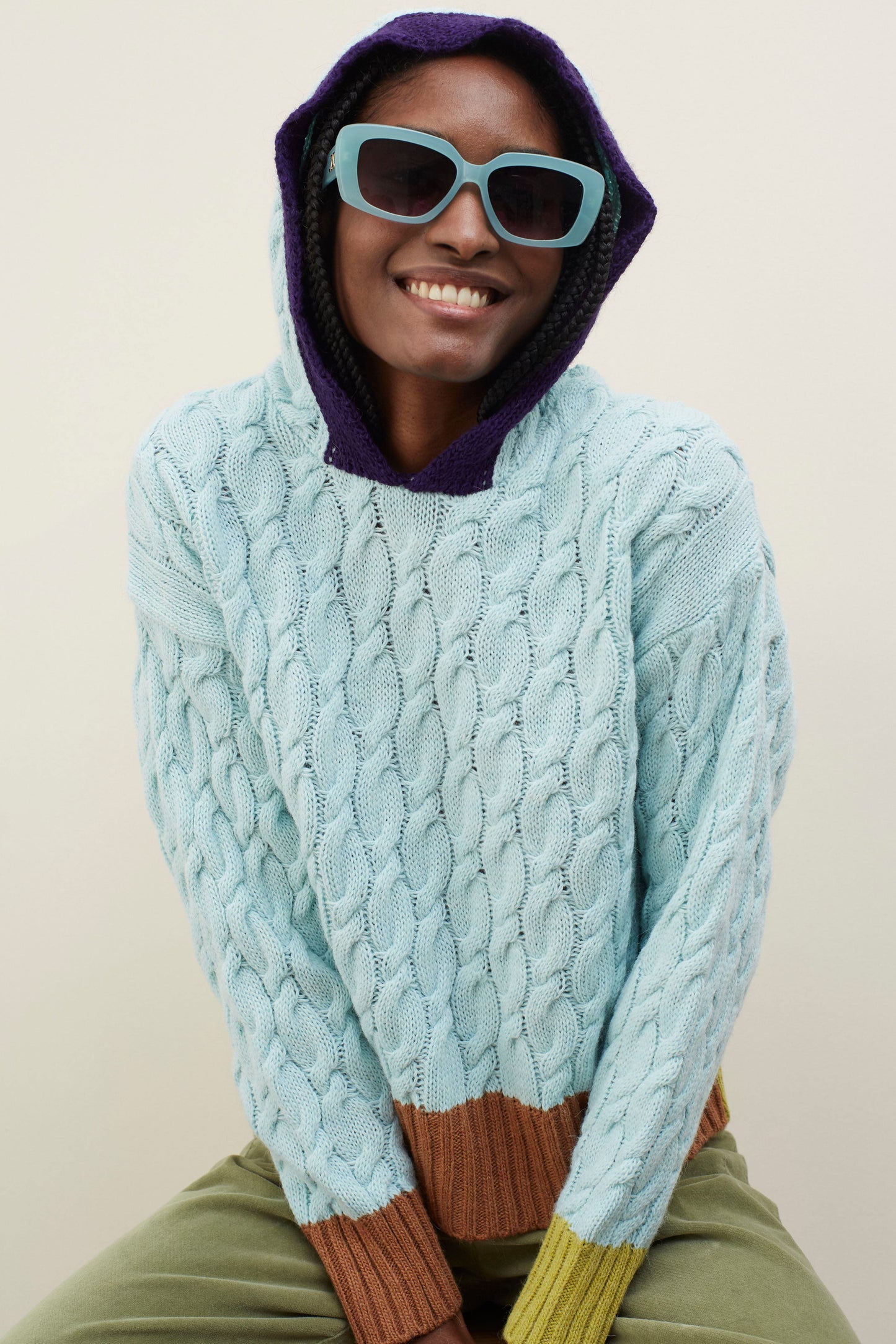 Dr Bloom Knitwear Coreo Hoody in Sky