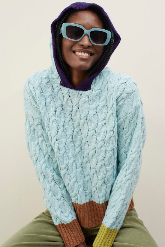 Dr Bloom Knitwear Coreo Hoody in Sky