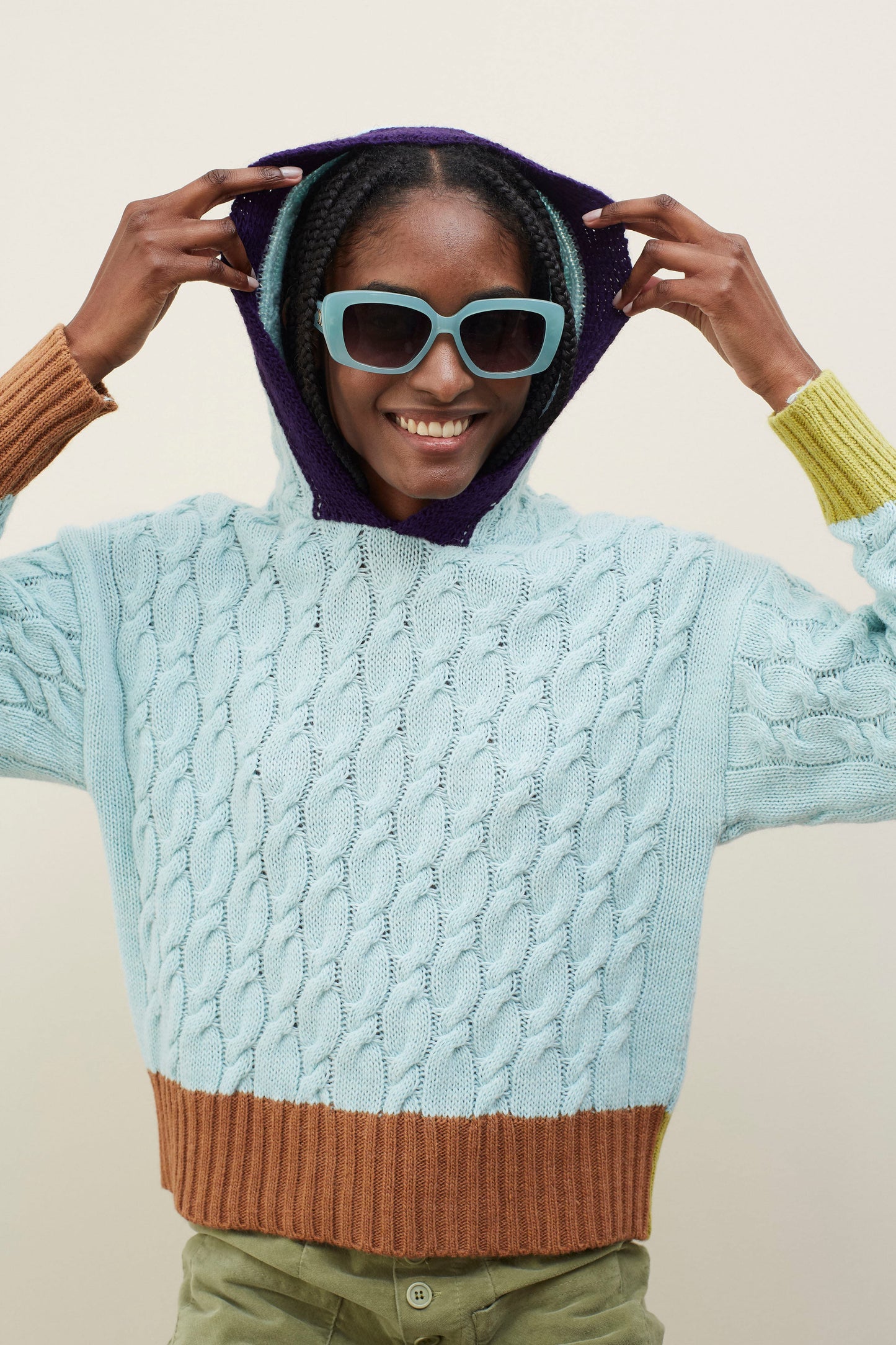 Dr Bloom Knitwear Coreo Hoody in Sky