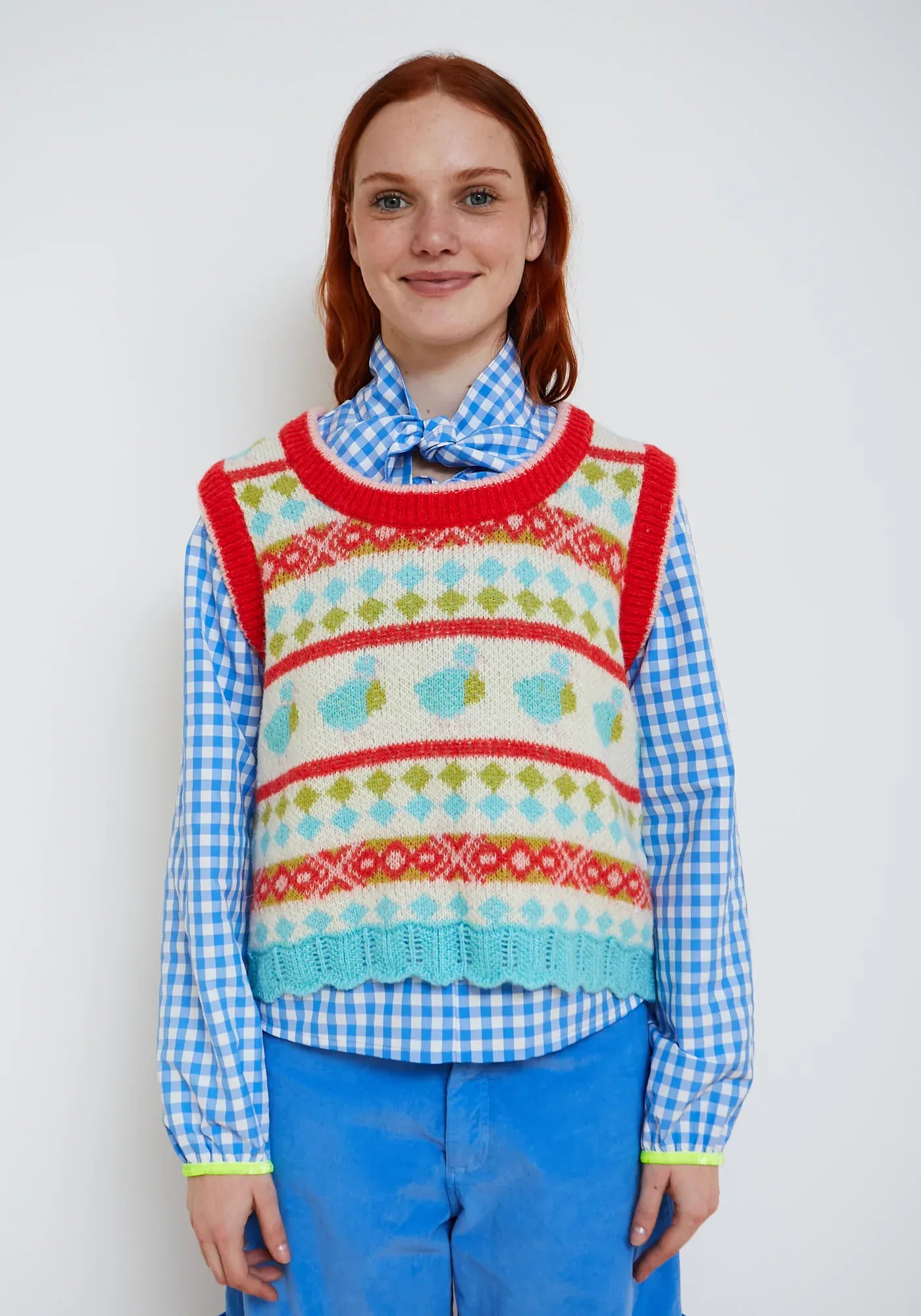 Dr Bloom Knitwear Red Duck Knit Vest
