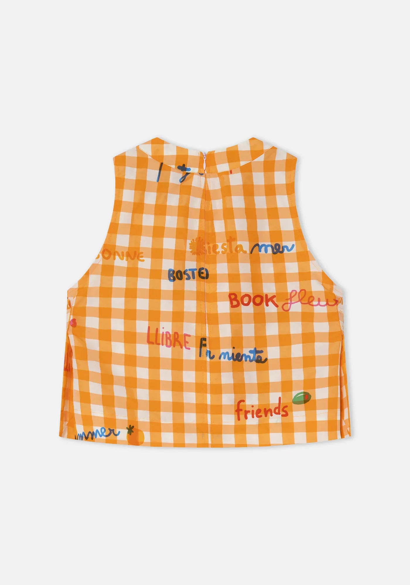 Dr Bloom Tops Oliva Orange Gingham Top