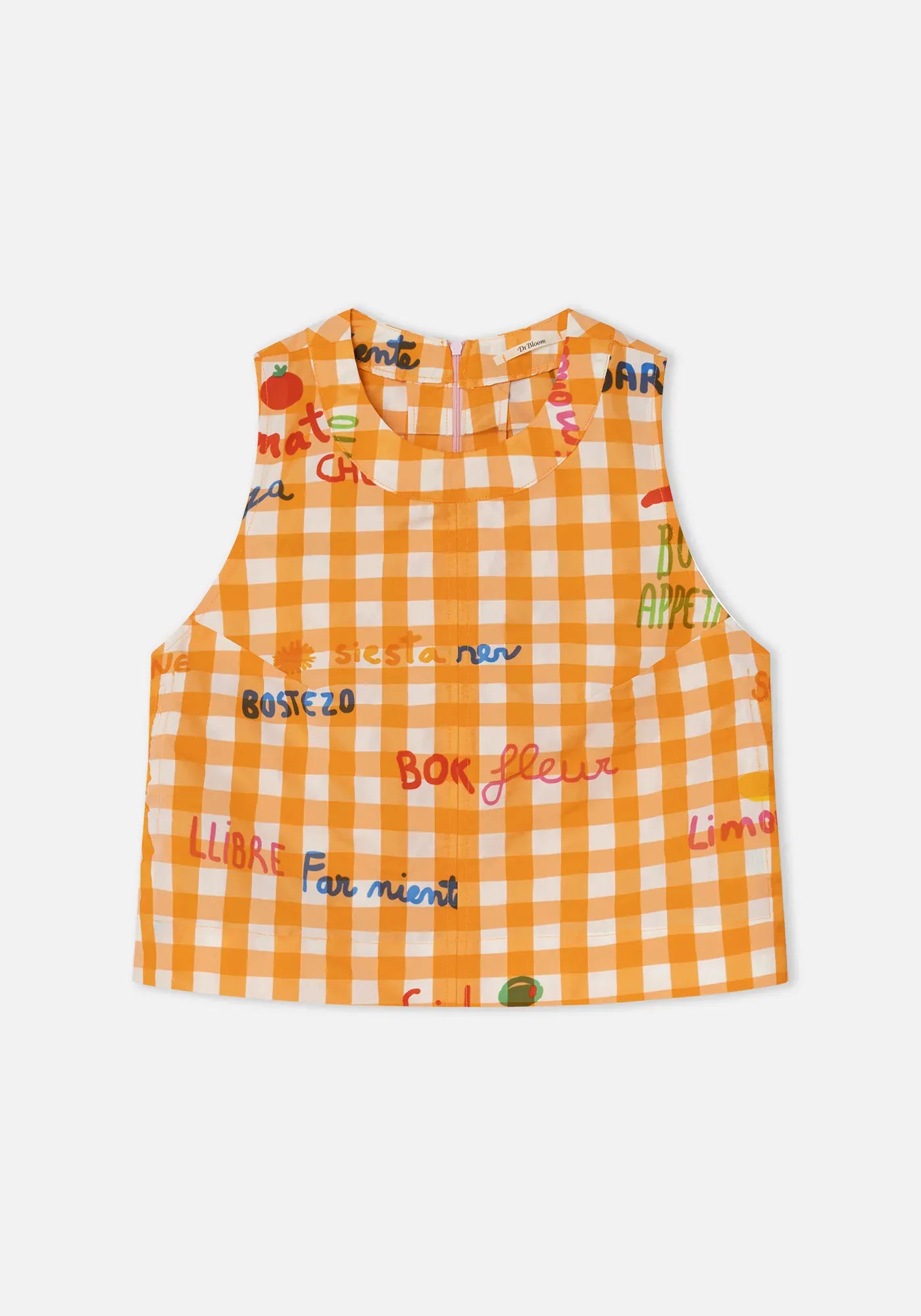 Dr Bloom Tops Oliva Orange Gingham Top