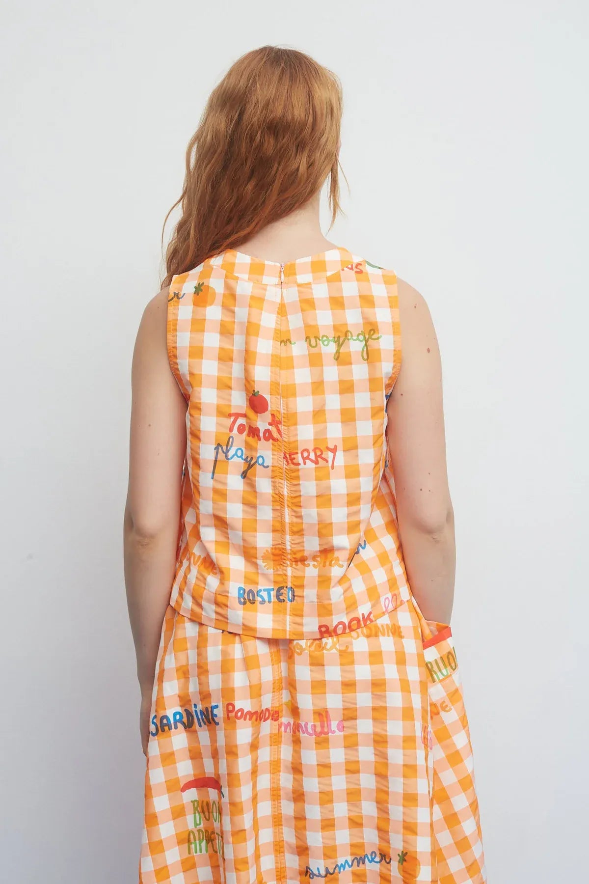 Dr Bloom Tops Oliva Orange Gingham Top