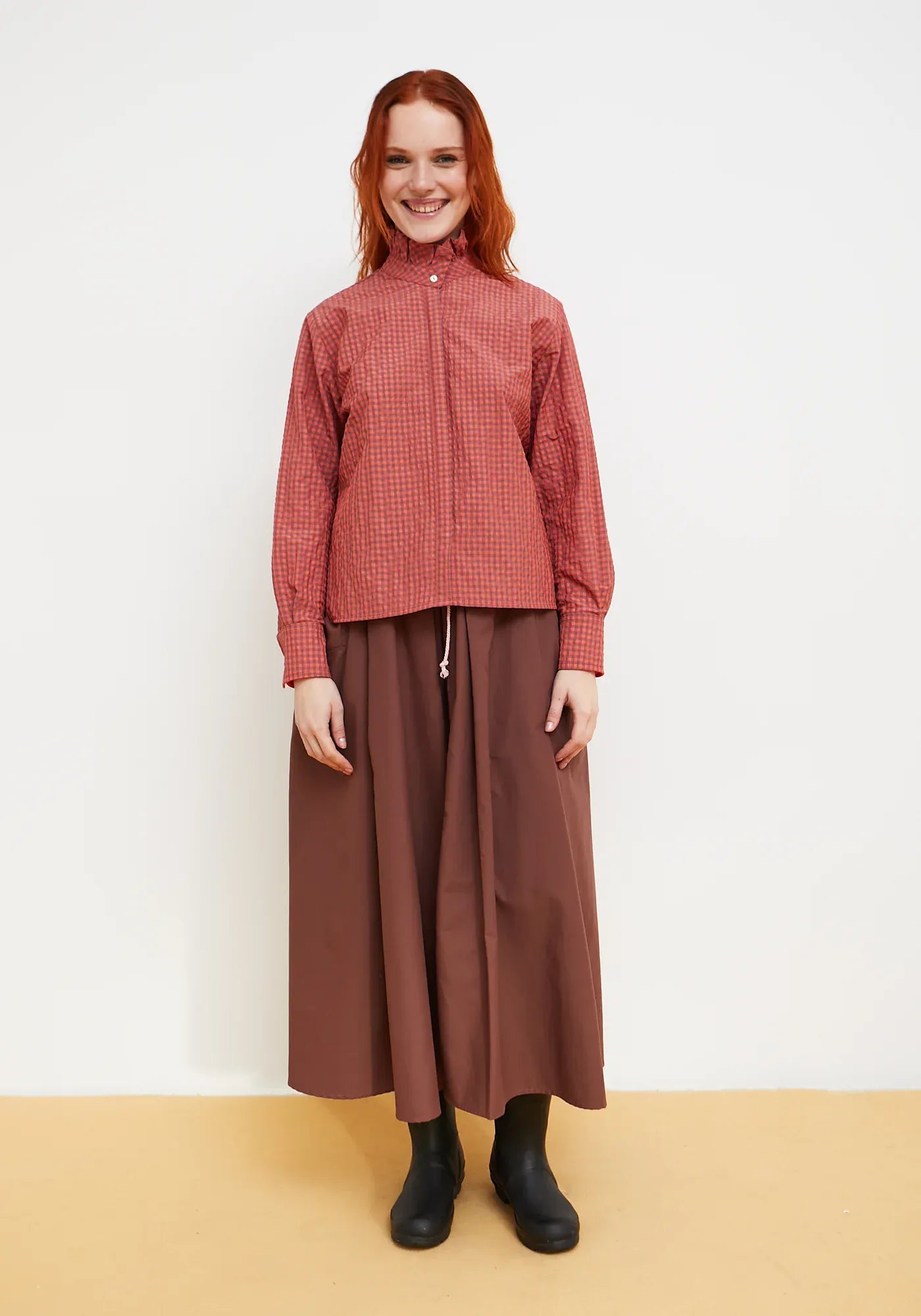 Dr Bloom Tops Vichy Technical Shirt in Coral