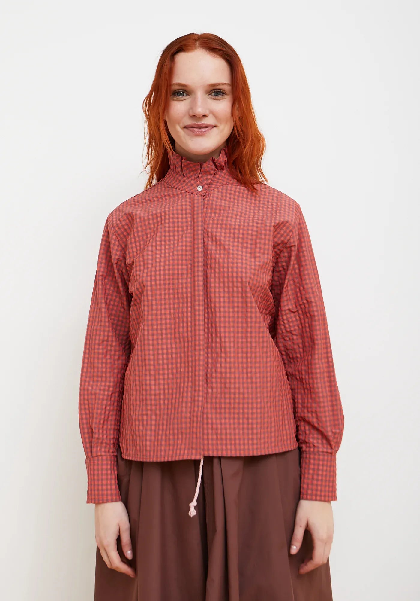 Dr Bloom Tops Vichy Technical Shirt in Coral