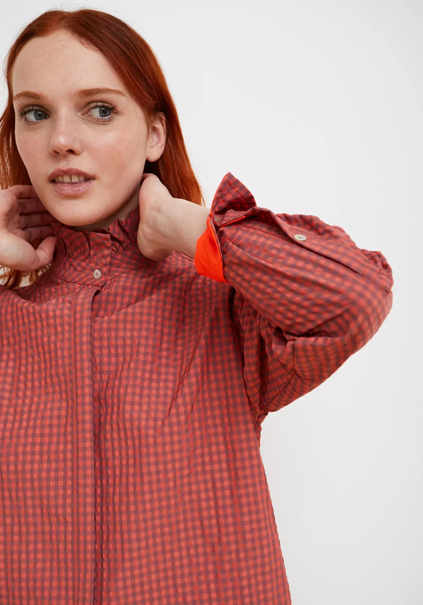 Dr Bloom Tops Vichy Technical Shirt in Coral