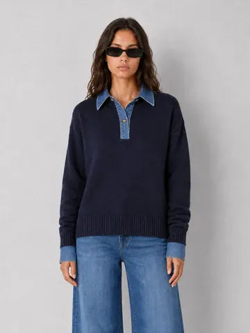 Elan Jumpers The Denim Cuffed Jumper in Navy