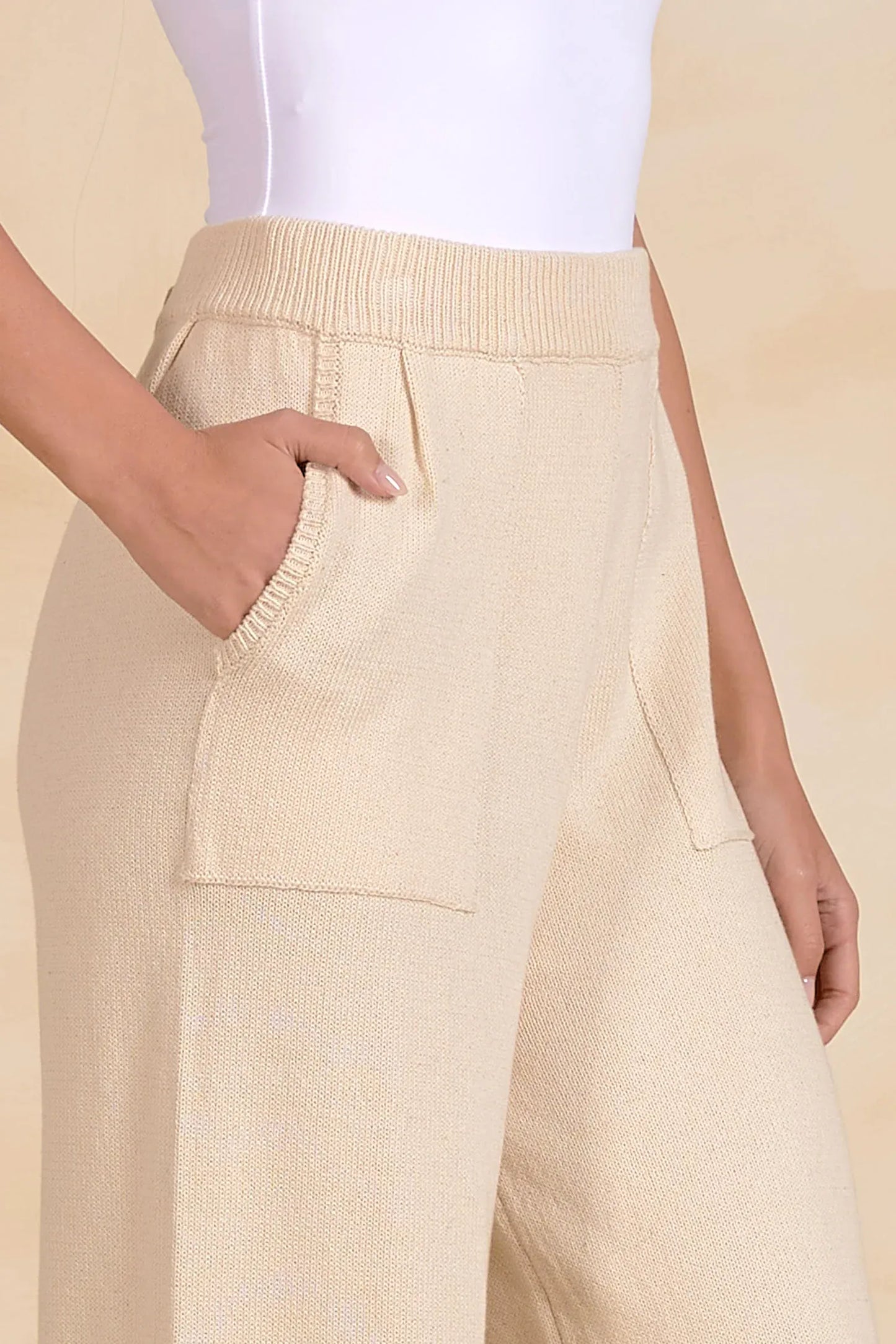 Elan Trousers West Oatmeal Knit Trouser