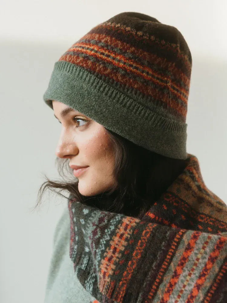 ERIBE Knitwear Hats & Gloves Alloa Merino Wool Fairisle Beanie - Braemar-Oakley