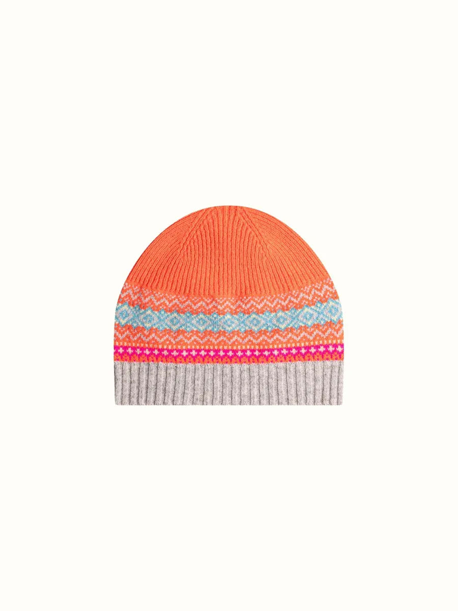 ERIBE Knitwear Hats & Gloves Alpine Merino Wool Fairisle Beanie - Amelia Orange