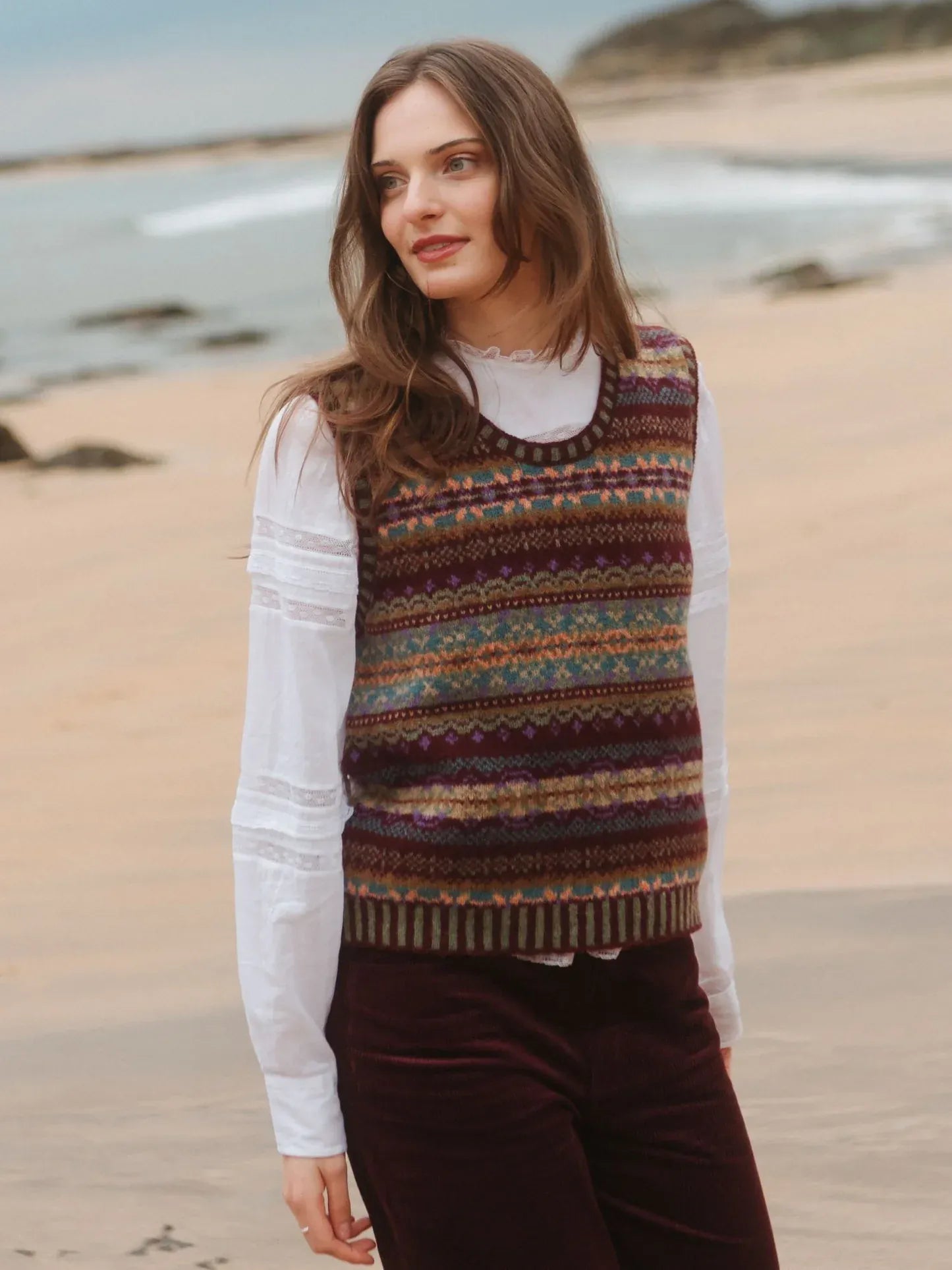 ERIBE Knitwear Knitwear Westray Wool Fairisle Vest in Erica