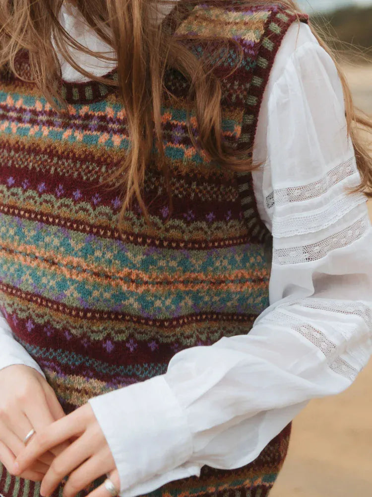 ERIBE Knitwear Knitwear Westray Wool Fairisle Vest in Erica