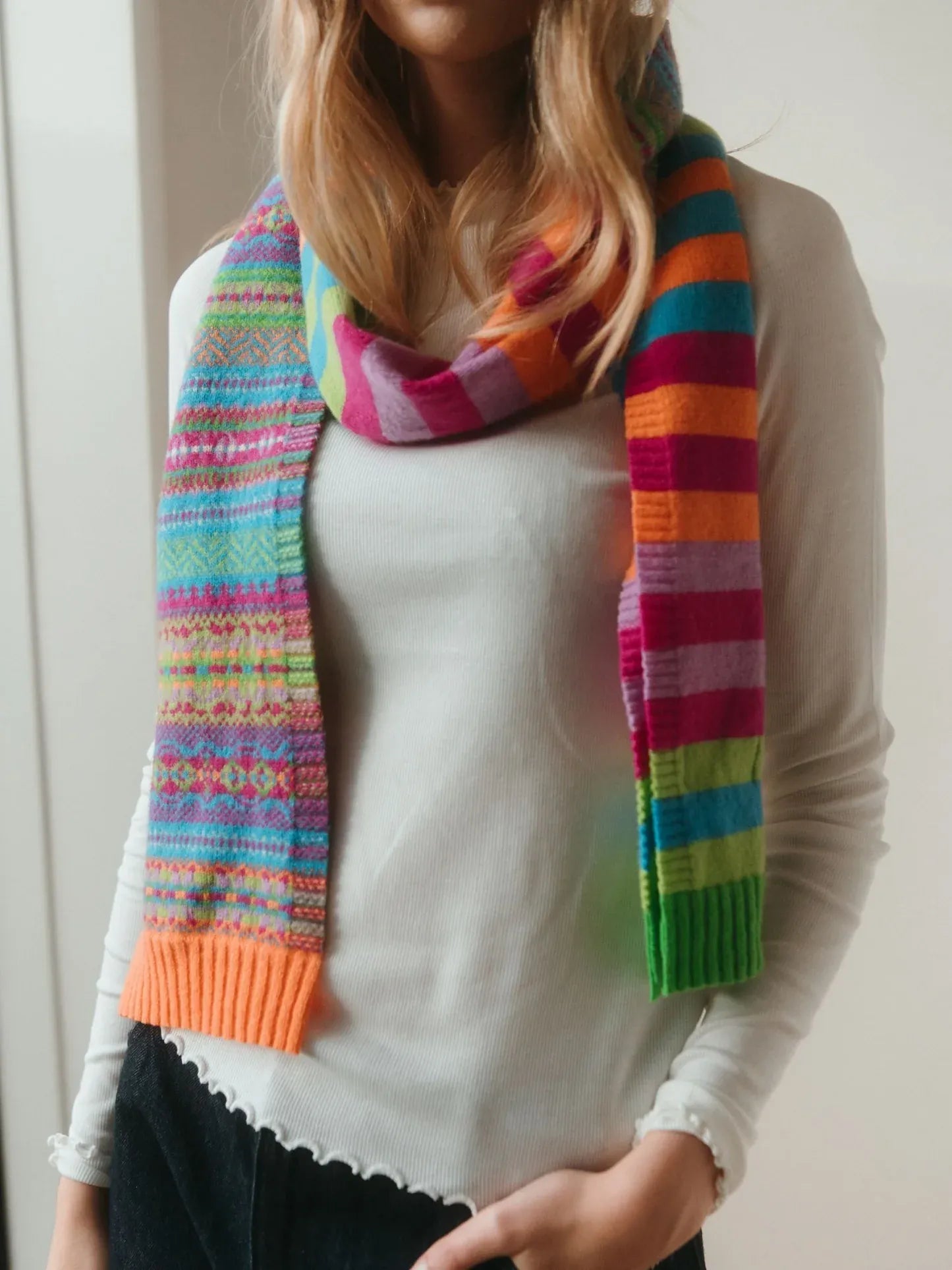 ERIBE Knitwear Scarves Stobo Merino Wool Fairisle Scarf - Crackin