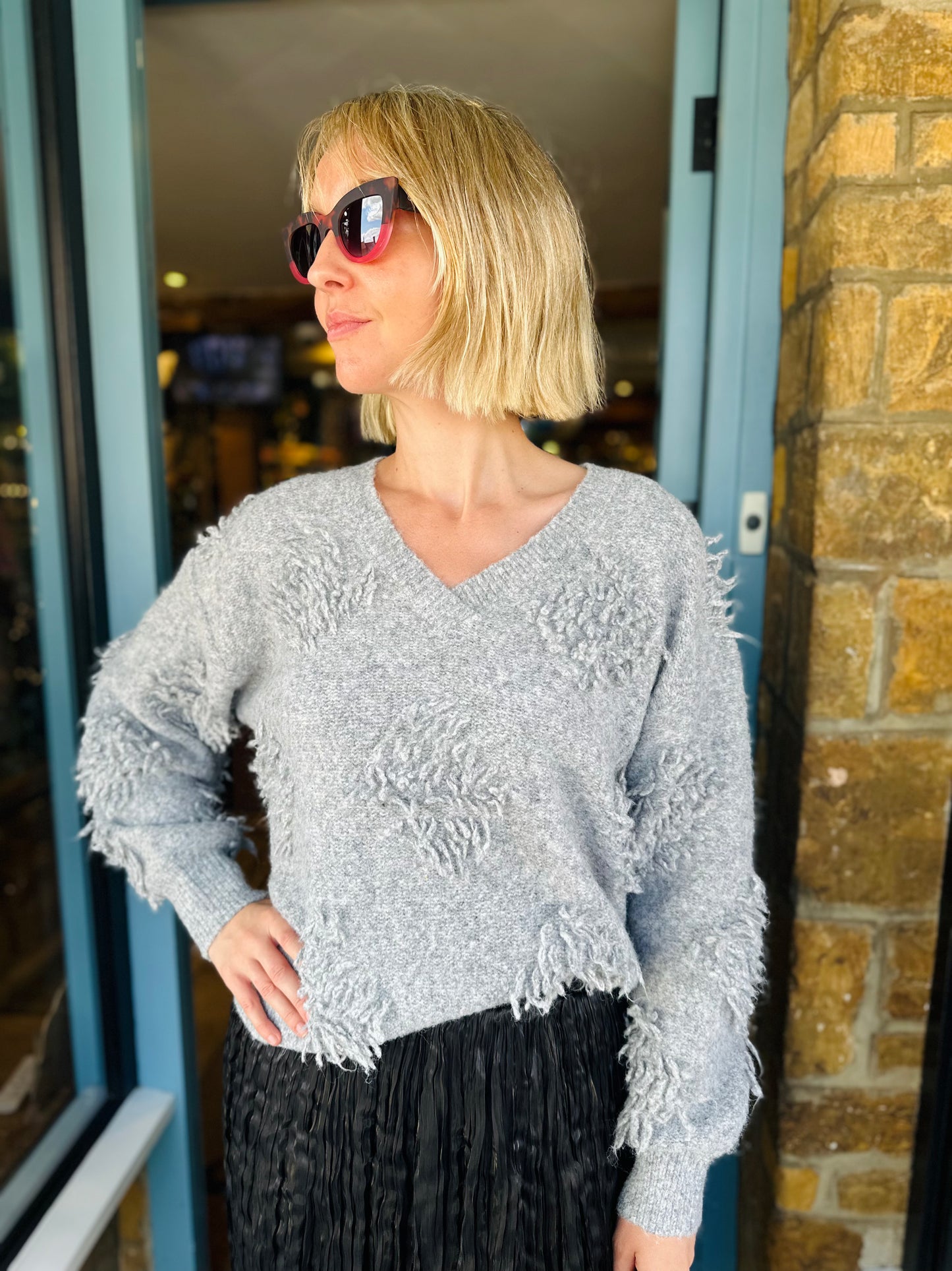 EsQualo Diamond Jumper in Storm