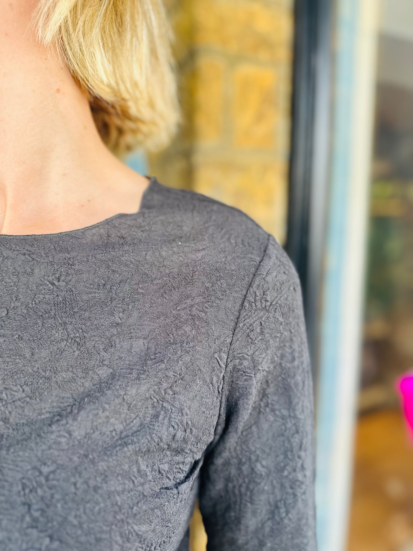 EsQualo Tops Black Mesh Layer Top