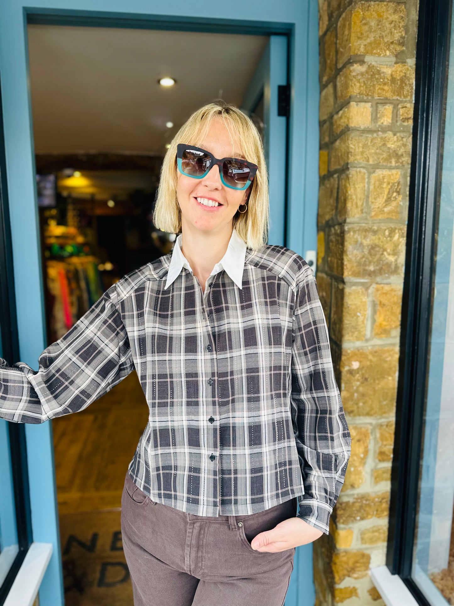 EsQualo Tops Claudia Checked Shirt