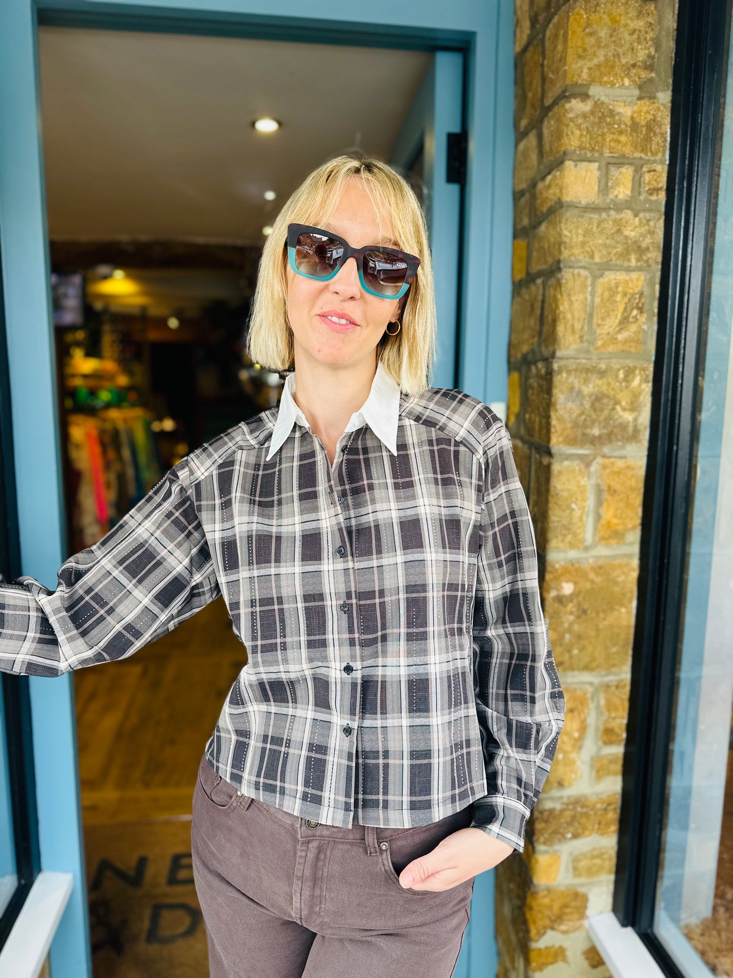 EsQualo Tops Claudia Checked Shirt
