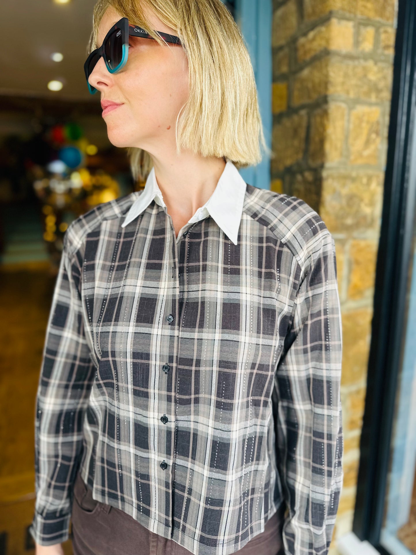 EsQualo Tops Claudia Checked Shirt