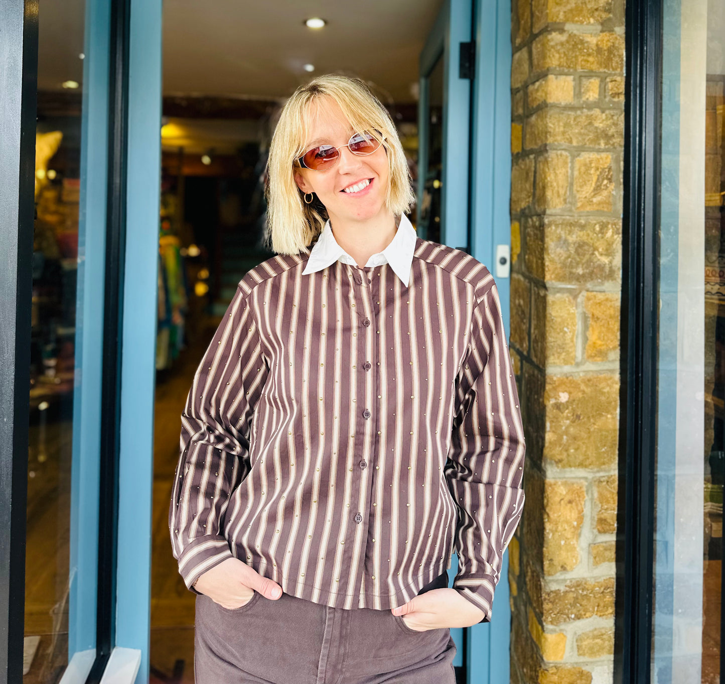 EsQualo Tops Claudia Striped Shirt