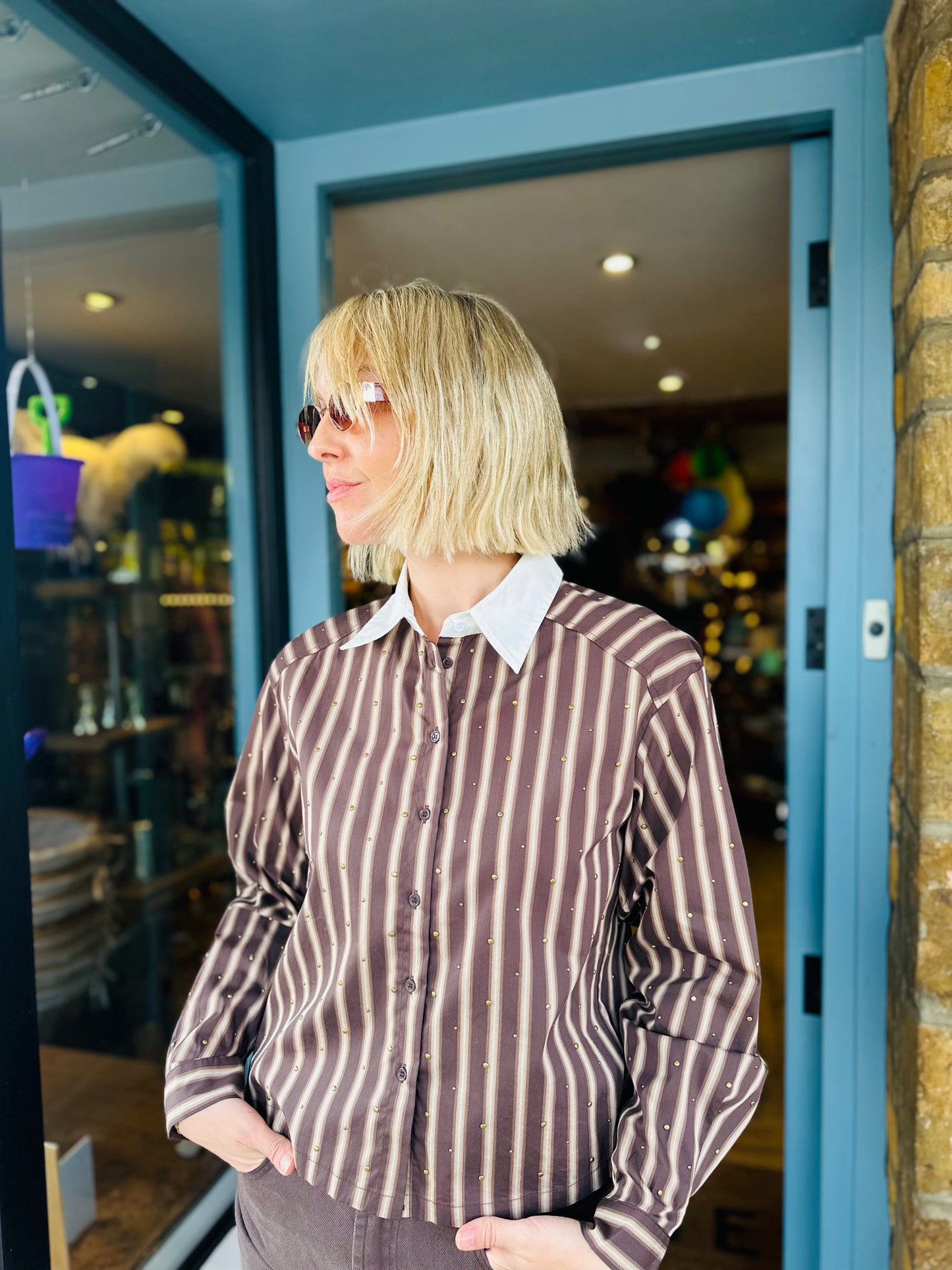 EsQualo Tops Claudia Striped Shirt