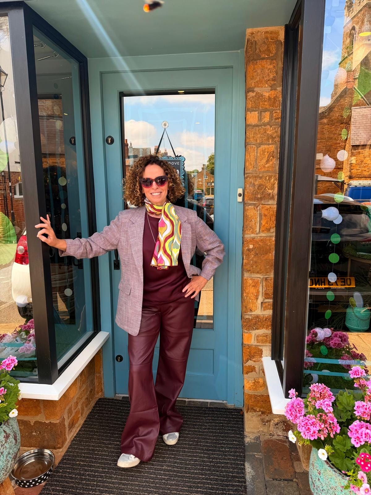 EsQualo Trousers Tailored Wide Leg Trousers in Bordeaux