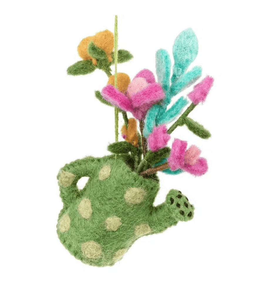 Handmade Felt Funky Bloom Watering Can Hanging Decoration