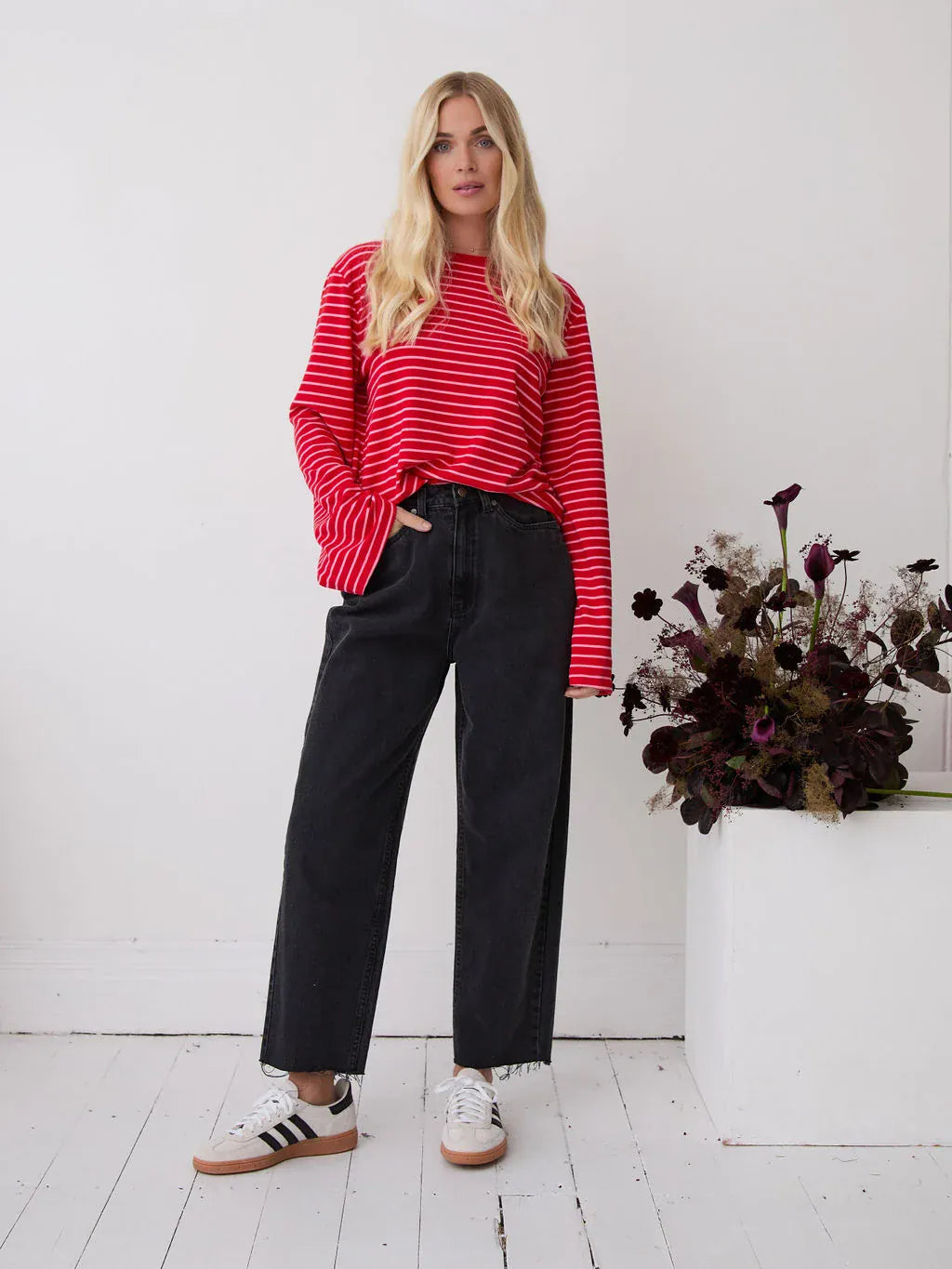Fika Edit Tops Celine Red & Pink Stripe Super Soft Top