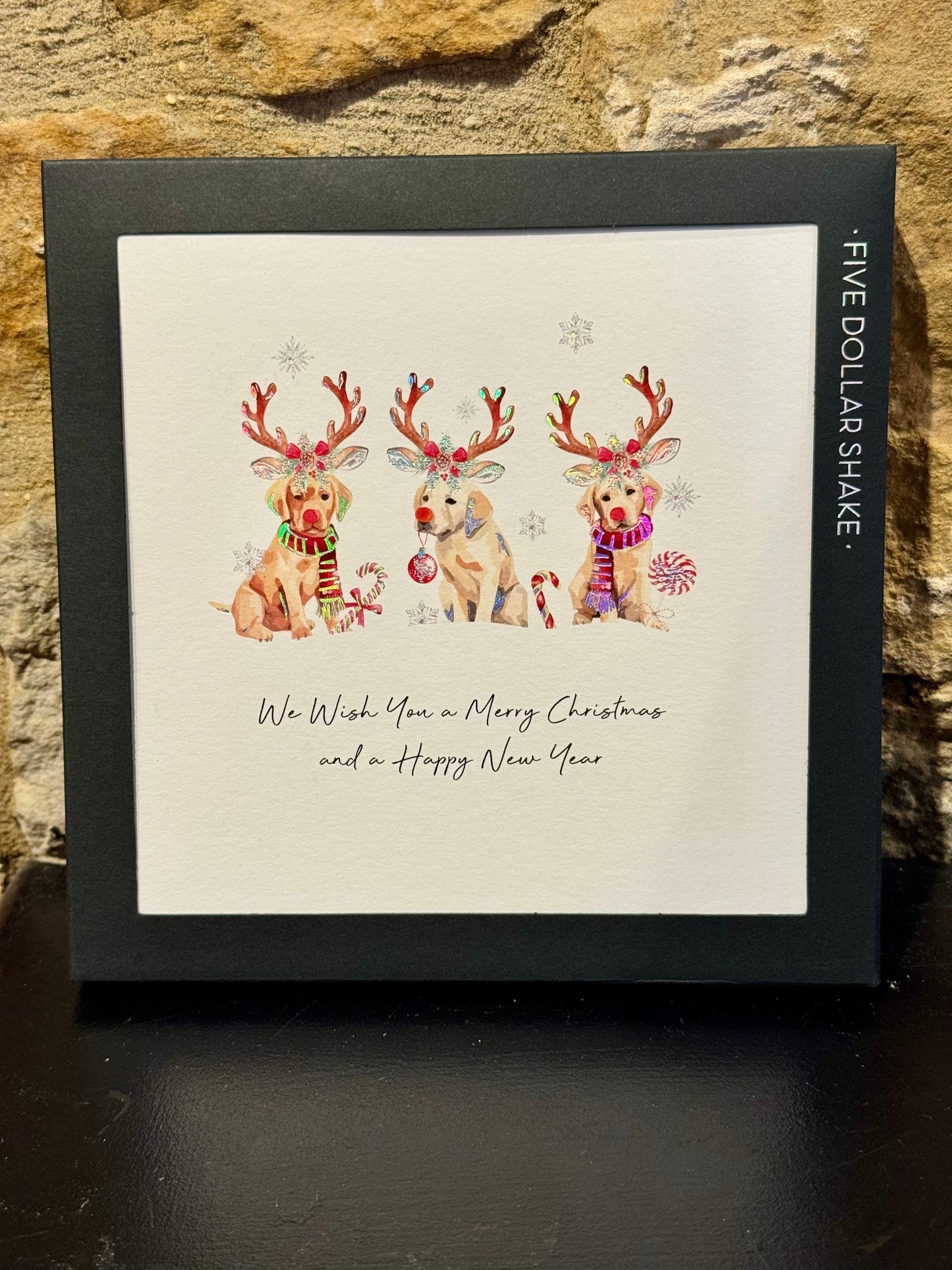 Five Dollar Shake Greetings Cards Labrador with Antlers 6 pack