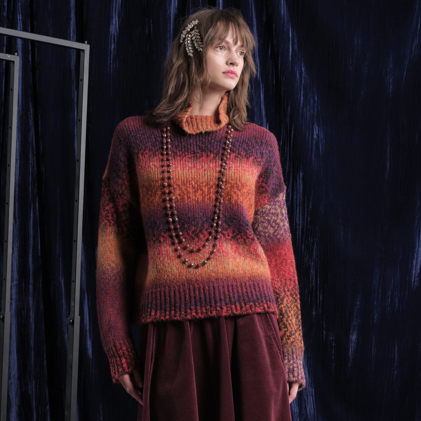 Floor Knitwear Aurelia Ombré Roll Neck Knit in Ember