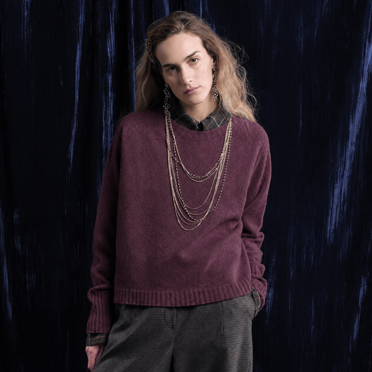Floor Knitwear Beatrice Relaxed Knit in Mulberry