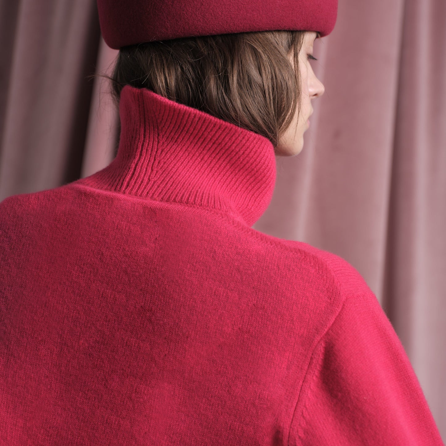 Floor Knitwear Margot Roll Neck Knit in Raspberry