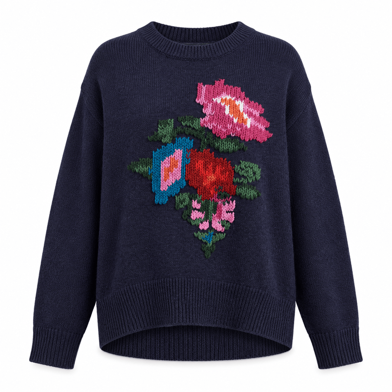 Floor Knitwear Ottilie Floral Wool Knit in Midnight