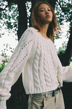 Free People Knitwear Sandre Pullover in Ivory