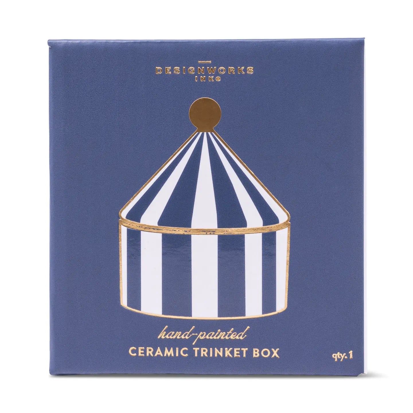 Gentlemen's Hardware Home Circus Navy Striped Ceramic Trinket Box