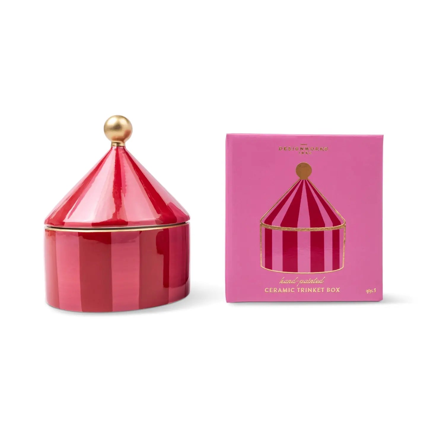 Gentlemen's Hardware Home Circus Red Striped Ceramic Trinket Box