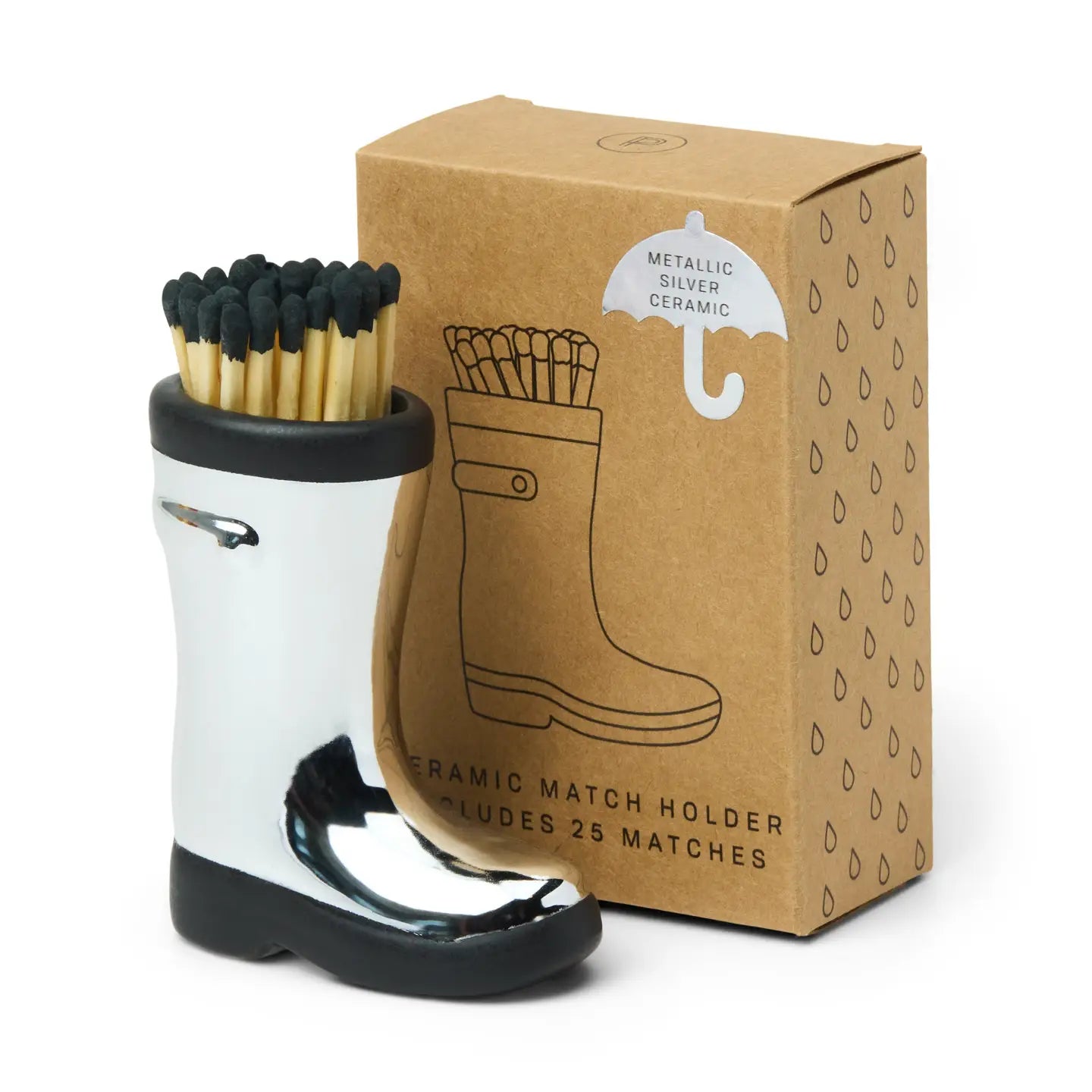 Gentlemen's Hardware Home Silver Wellington Boot Matches