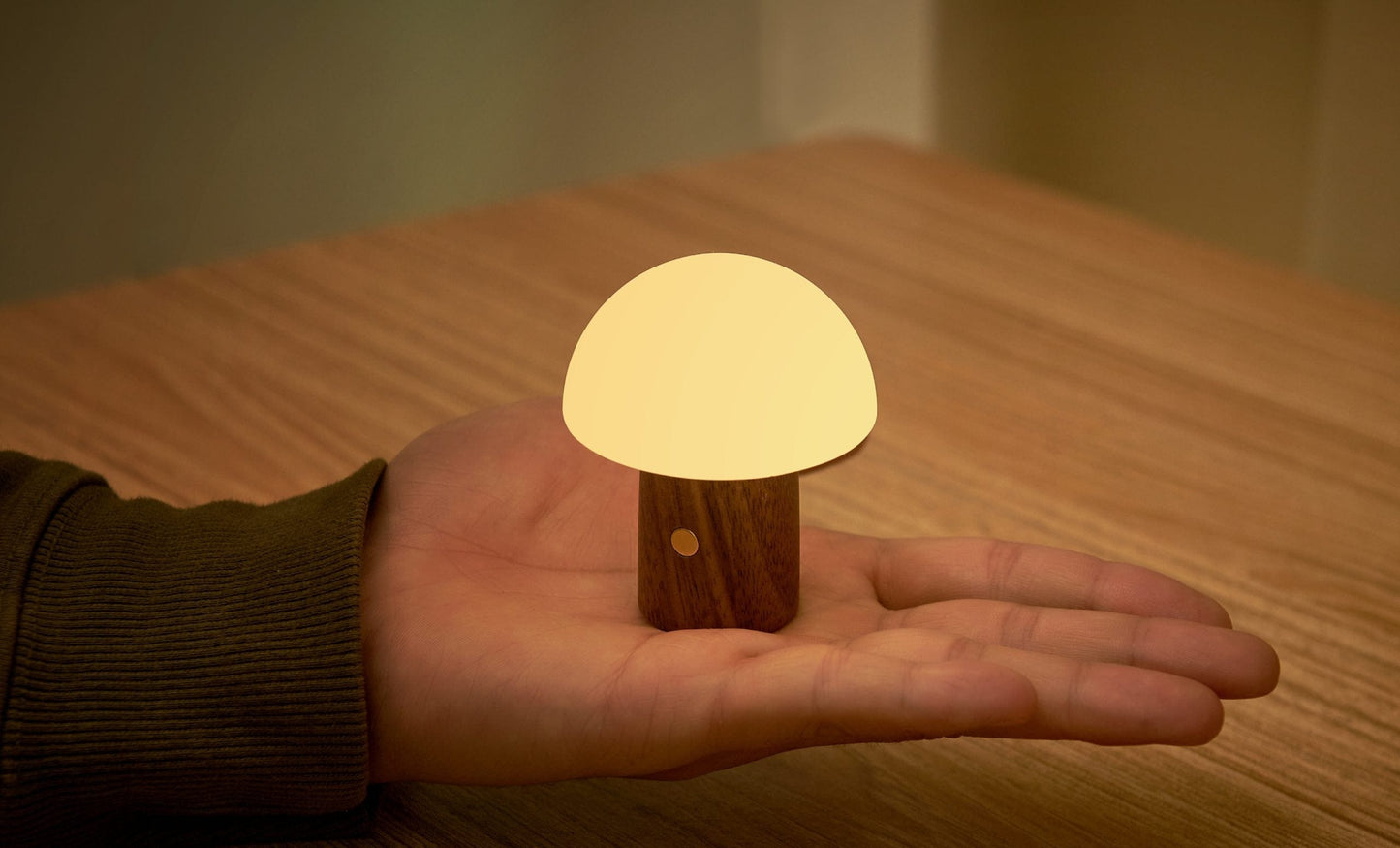 Gingko Home Mini Alice Mushroom Lamp Walnut