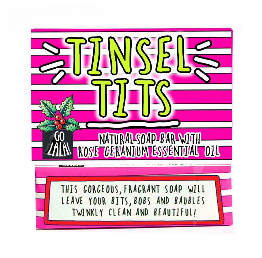 Go La La Tinsel Tits Christmas Soap Rose Geranium Funny Gift