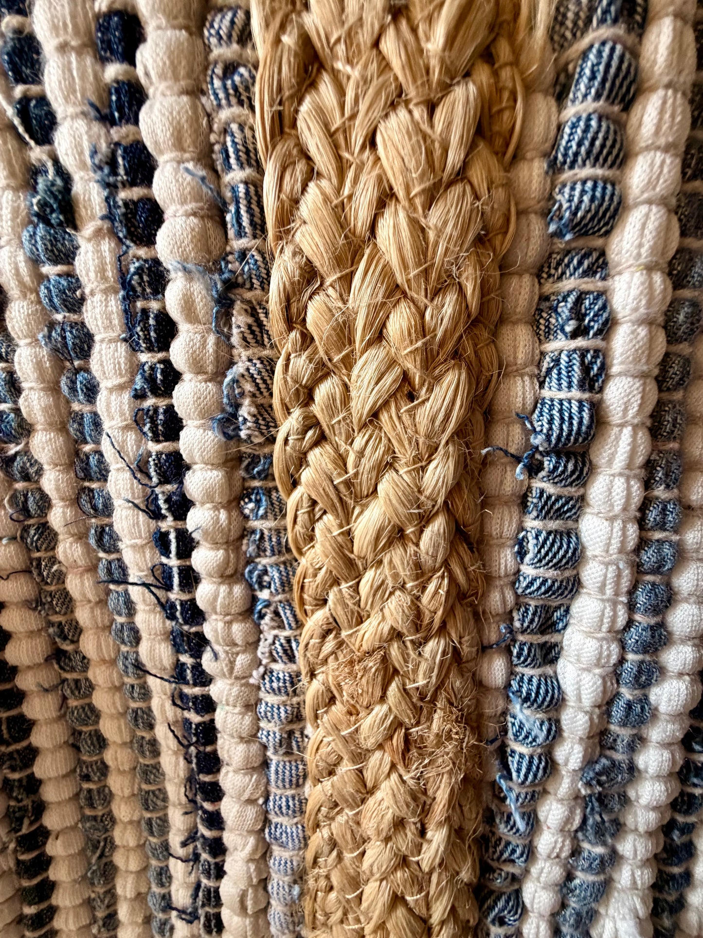 Handprint Dream Apparel Accessories Jute Bag in Blue Stripe