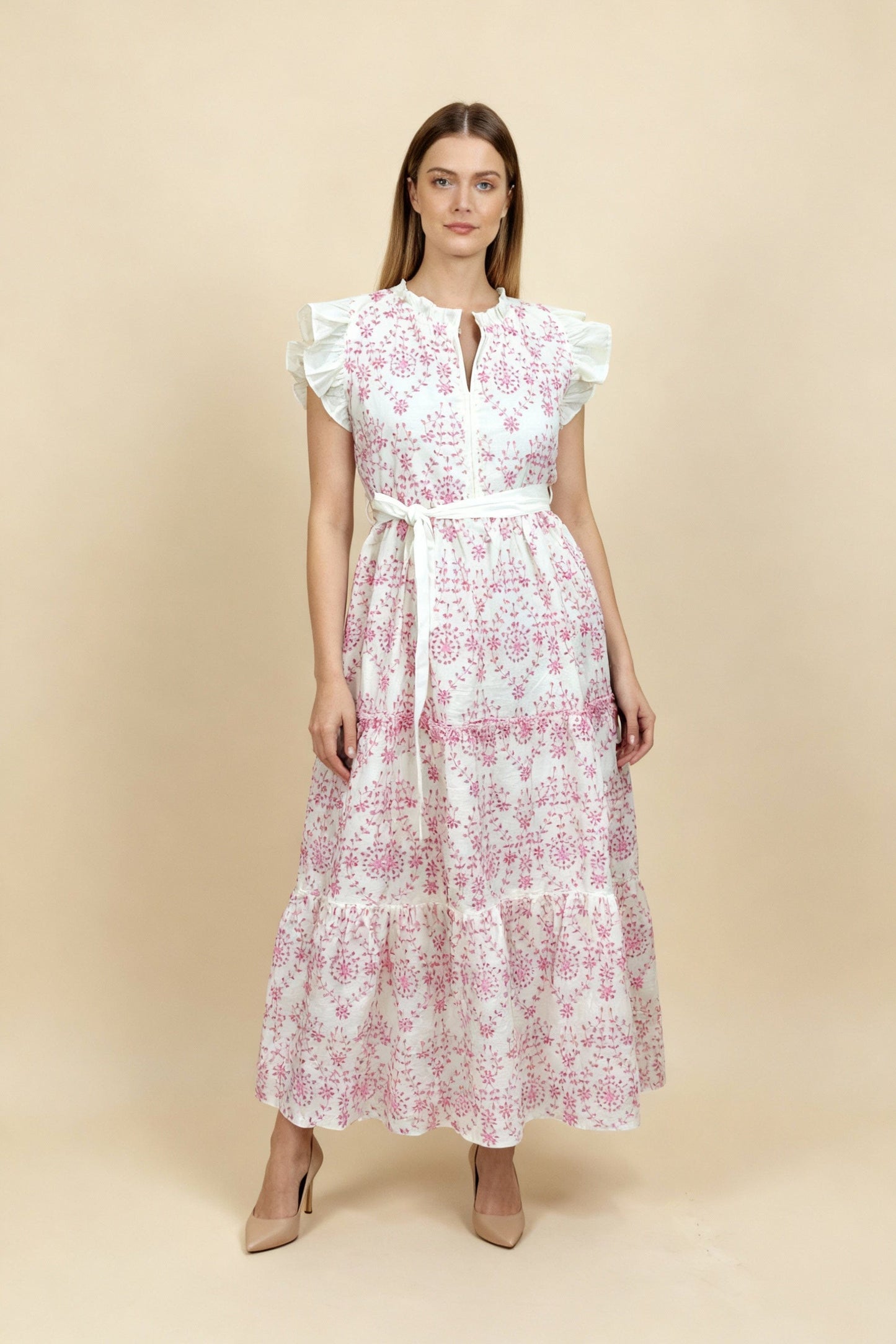 Handprint Dream Apparel Dresses Verde Dress Pink & Ivory