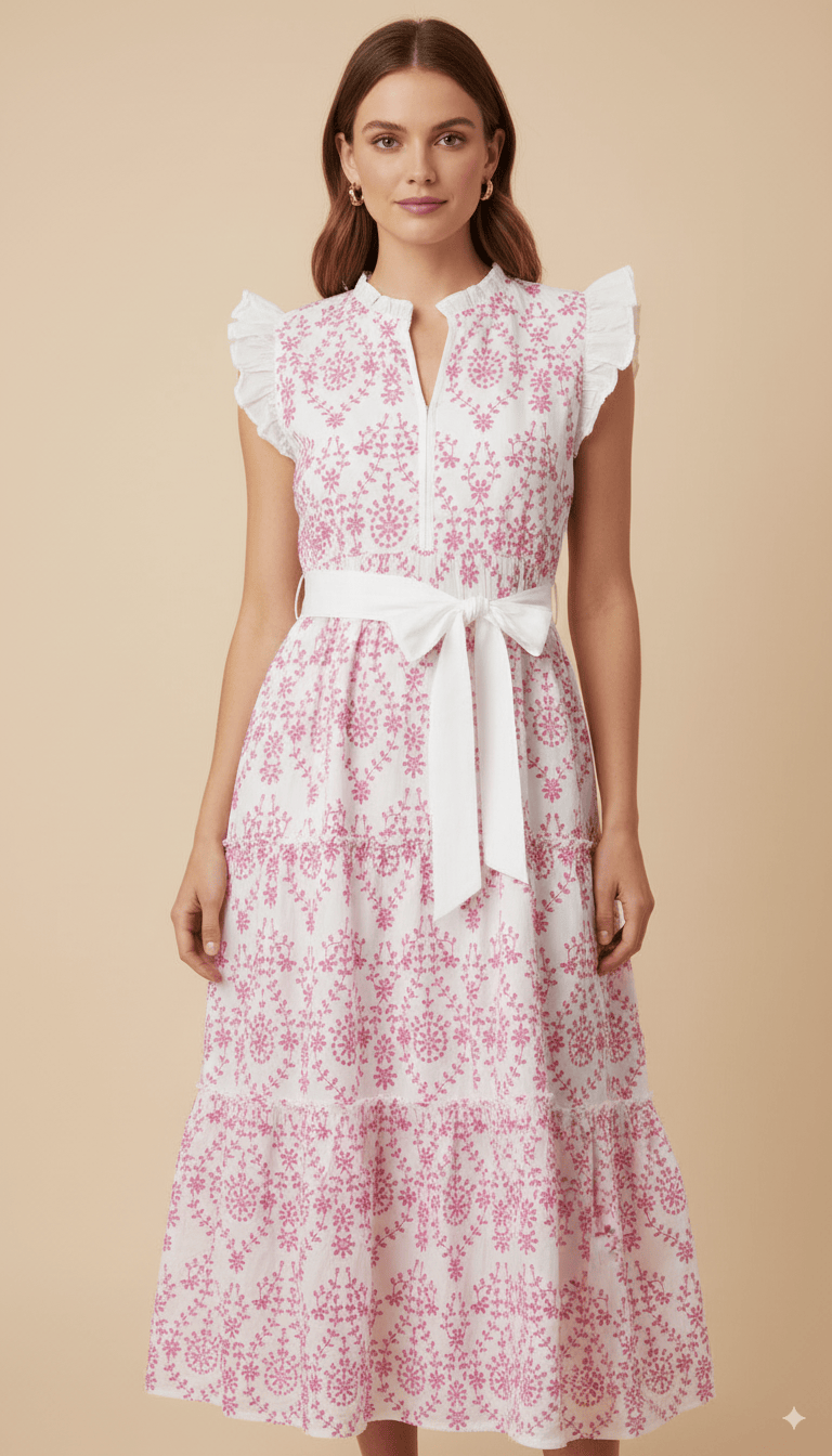 Handprint Dream Apparel Dresses Verde Dress Pink & Ivory