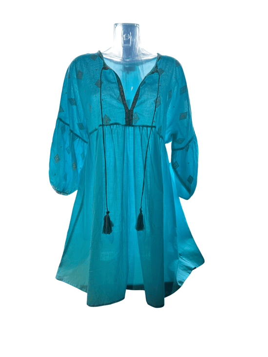 Handprint Dream Apparel Tuffy Tunic Dress in Caribbean Blue