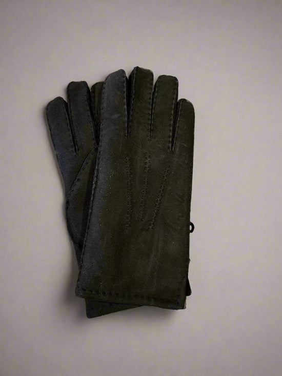 Hanlin Hats & Gloves BLACK Suede Gloves - Sheepskin in Medium