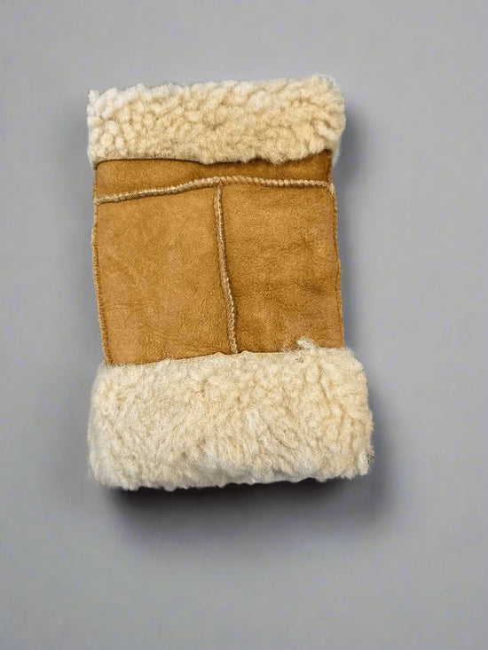 Hanlin Hats & Gloves CAMEL W/ CREAM CUFF Cosy Sheepskin Handwarmers - Large