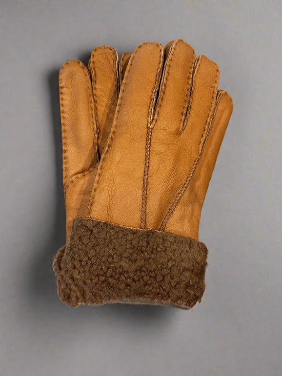 Hanlin Hats & Gloves CHESTNUT Cosy Cuff Gloves - Sheepskin in Large