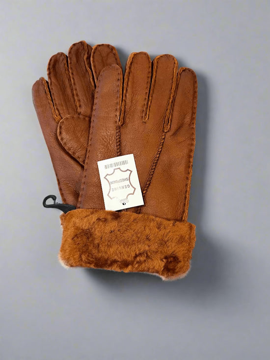 Hanlin Hats & Gloves CHESTNUT Cosy Cuff Gloves - Sheepskin in Medium